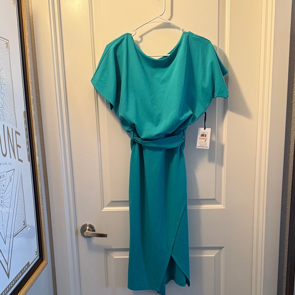 Kensie Asymmetrical Teal Dress